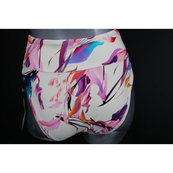 CALIA Women's Shirred V Front High Rise Swim Bottom, Floral XS - Picture 4 of 11